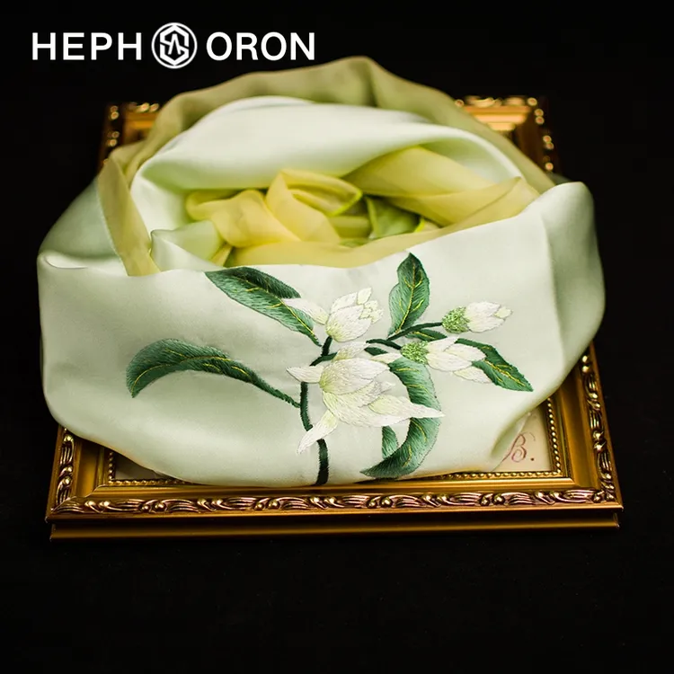 HEPHSORON苏绣丝巾礼盒送妈妈薄款国风气质百搭桑蚕丝真丝围巾