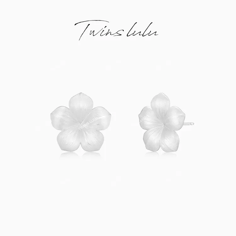 TWINS LULU 秋上新【银丝花】明星同款饰品百搭花朵耳环TSL3098