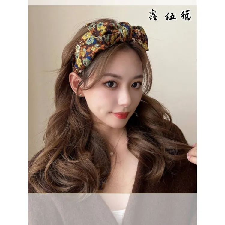 韩国碎花蝴蝶结头饰气质发卡发箍网红2021年新款仙女宽边洗脸头箍