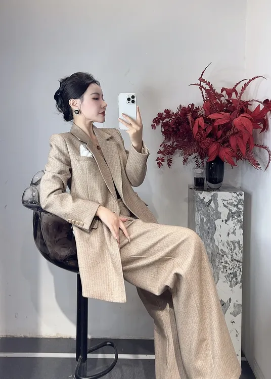 羊毛时尚修身套装秋冬轻奢时尚复古百搭网红时西服上衣礼服气质