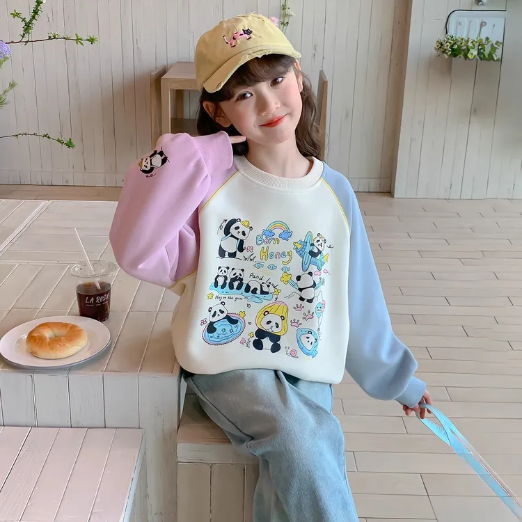 女童春秋卫衣2025新款洋气童装女孩春季圆领上衣中大儿童卡通春装