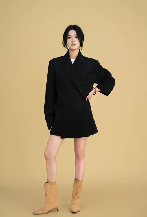 【婷婷】秋季定制Oversize侧扣设计师款毛呢西装外套简约气质