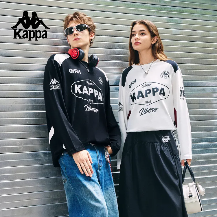 Kappa/卡帕男女T恤秋款圆领休闲秋季时尚机车服柔软套头潮流T恤