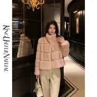 KUN【暖樱】冬日小调 廓形贝壳光泽感织带拼接立领设计短款外套