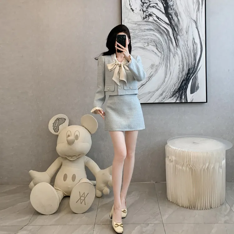 富家千金感小香风套装独特绝美短外套半身裙高级小洋装两件套春季