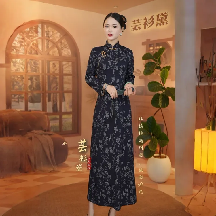 【江南水乡，长袖】秋款新中式洋气高级改良国风气质妈妈旗袍连衣裙