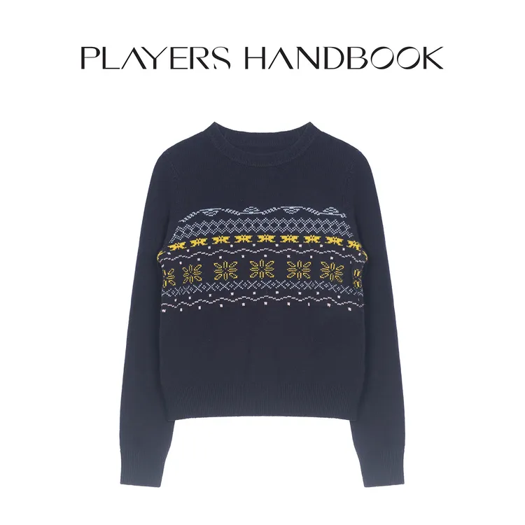 PH  《雪国列车》复古费尔岛提花羊毛混纺针织时尚圆领毛衣 PH3227