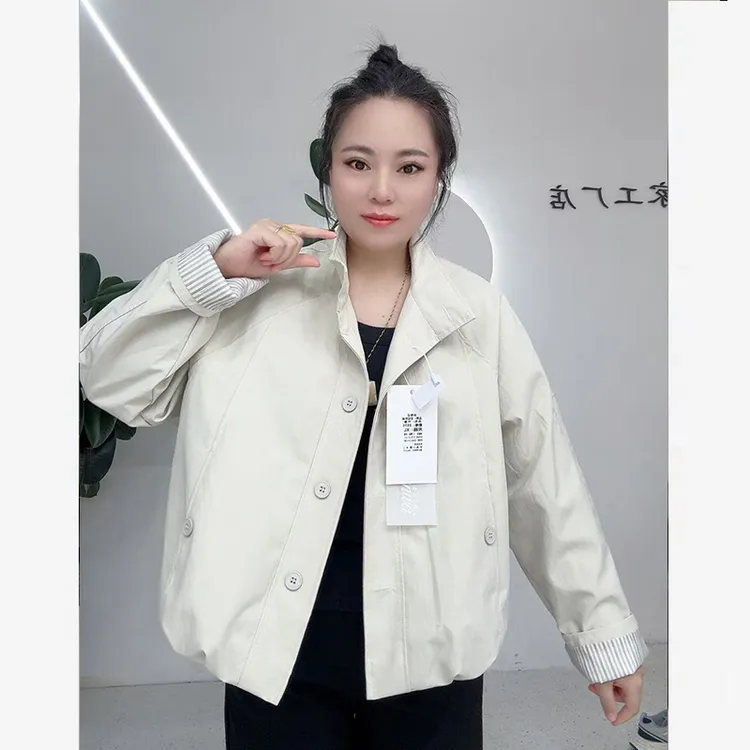 原版高级韩系立领工装外套女秋季港风休闲流行爆款夹克上衣2575