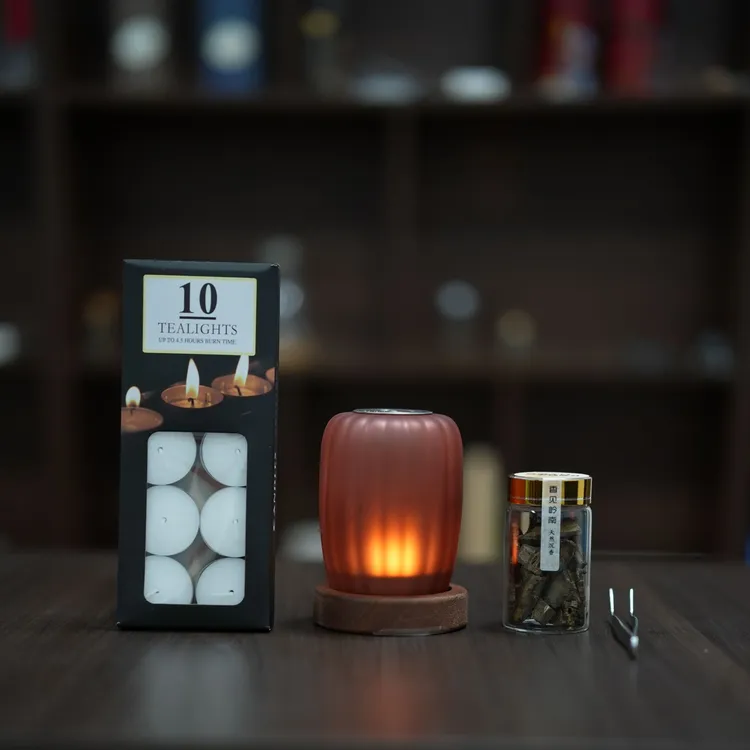 隔火薰香4件套〖月光琉璃盏+沉香20克+1盒茶蜡+镊子〗室内香薰助眠