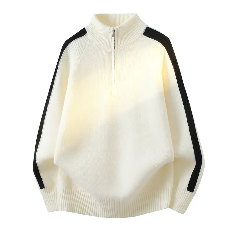 半开襟拉链毛衣男秋冬季2025新款套头打底衫毛线衣服青少年针织衫