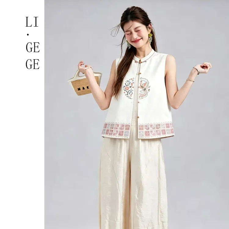 【李老板专属】i.GEGE【凤栖花楹】【一衣两穿】香云纱马甲GE-80155