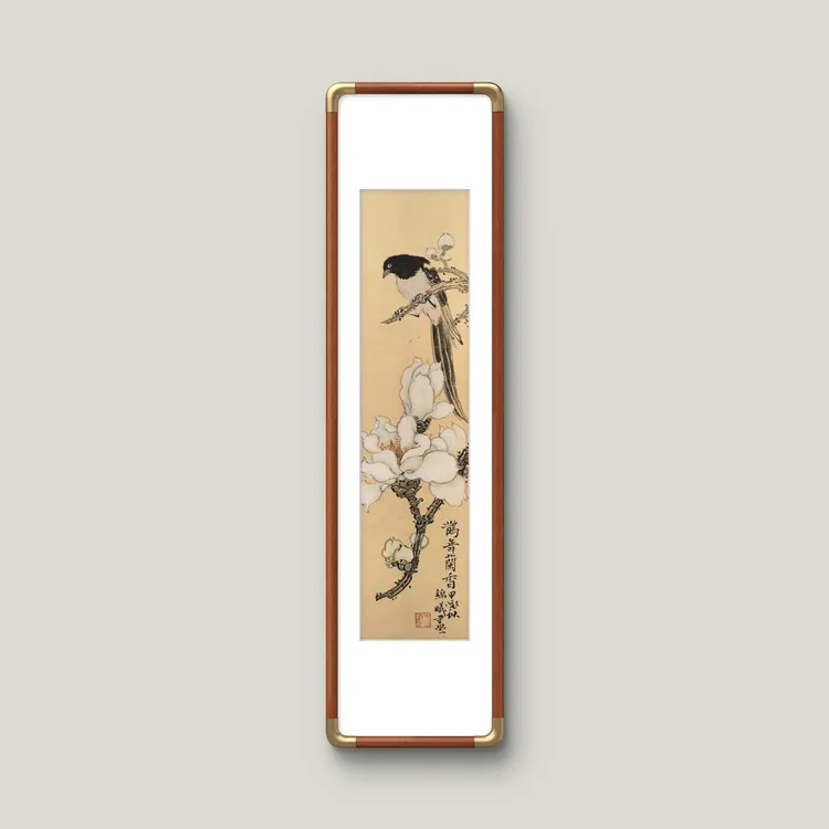 17*68cm水墨花鸟画客厅茶室书房办公室边柜挂画摆件