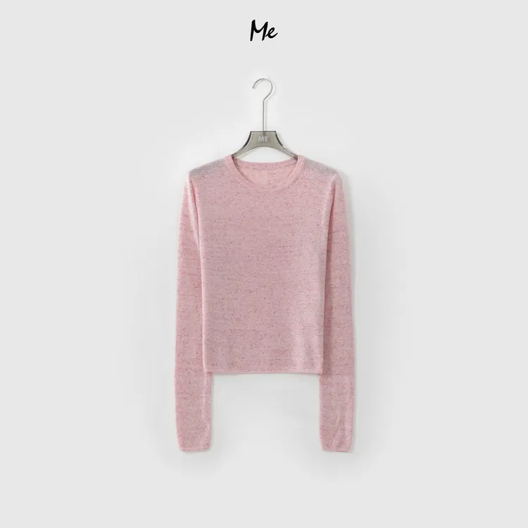 ME【亚麻花纱打底衫】亚麻绵羊毛混纺修身显瘦百搭针织毛衣MESS0307