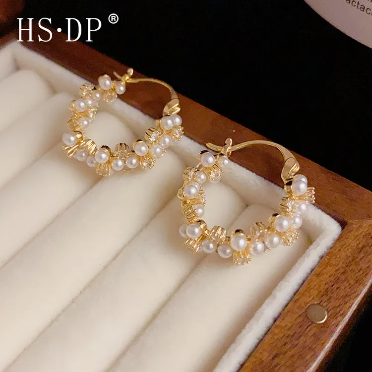 铜合金耳饰 S925银针耳环法式气质轻奢高级感个性仿珍珠锆石耳扣