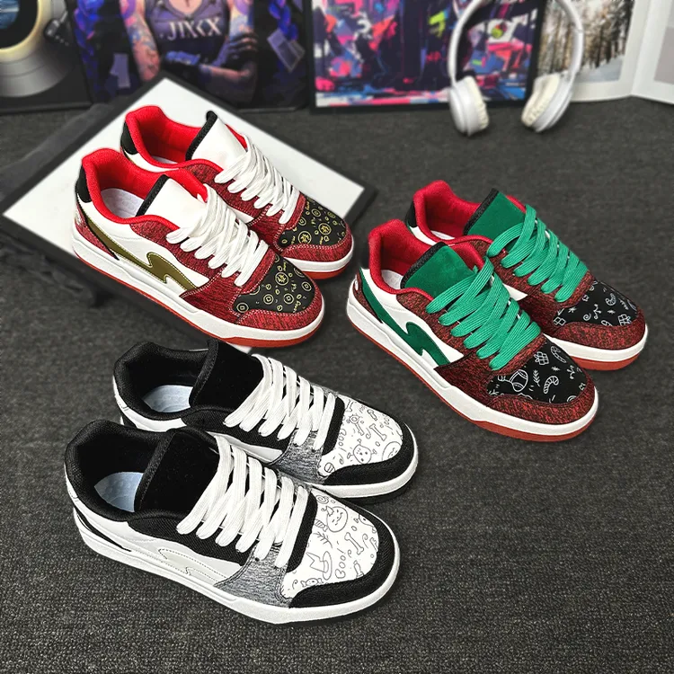 【诺丰潮鞋】爆款多巴胺闪电休闲增高滑板鞋网红ins潮流小众情侣款圆头面包鞋