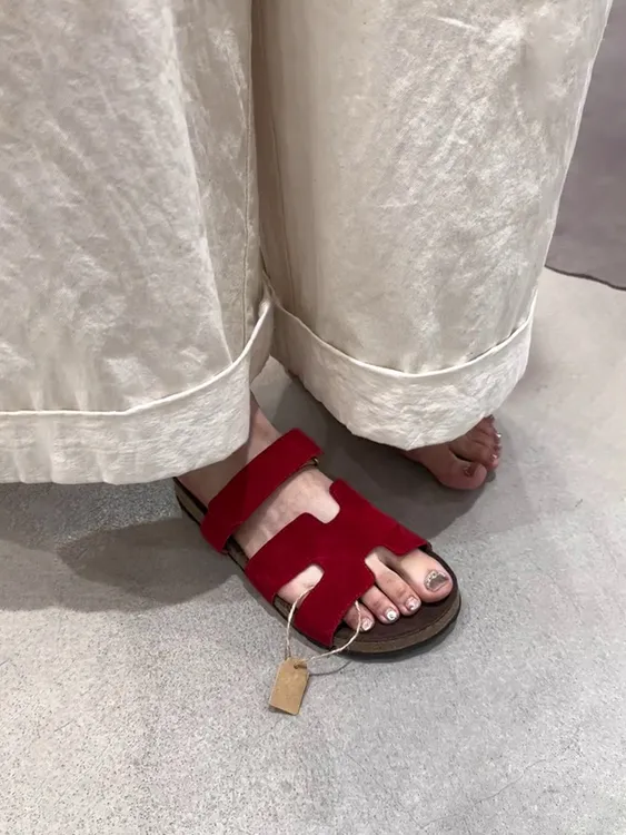 自留版~厚底勃肯鞋外穿复古魔术贴二舅拖鞋百搭休闲一字凉拖鞋女