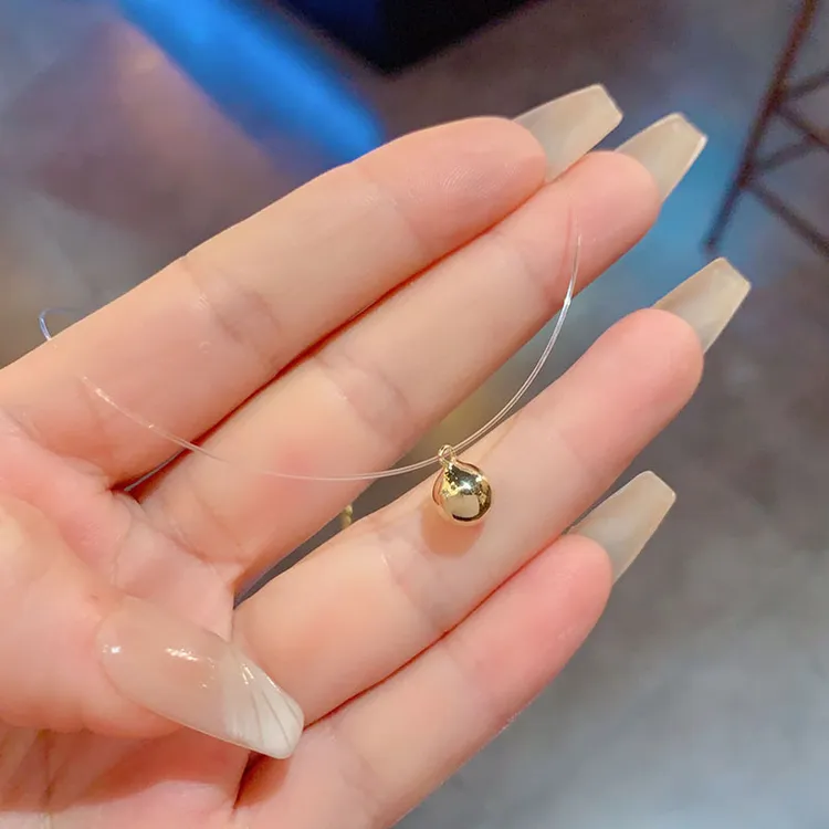 非金属合成锆石耳饰 球球透明鱼线项链小众轻奢设计感气质百搭