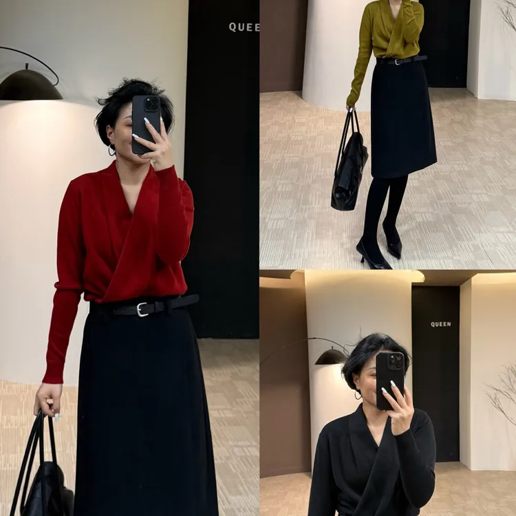 美丽定制极简显瘦交叉针织衫160斤以内（2858）