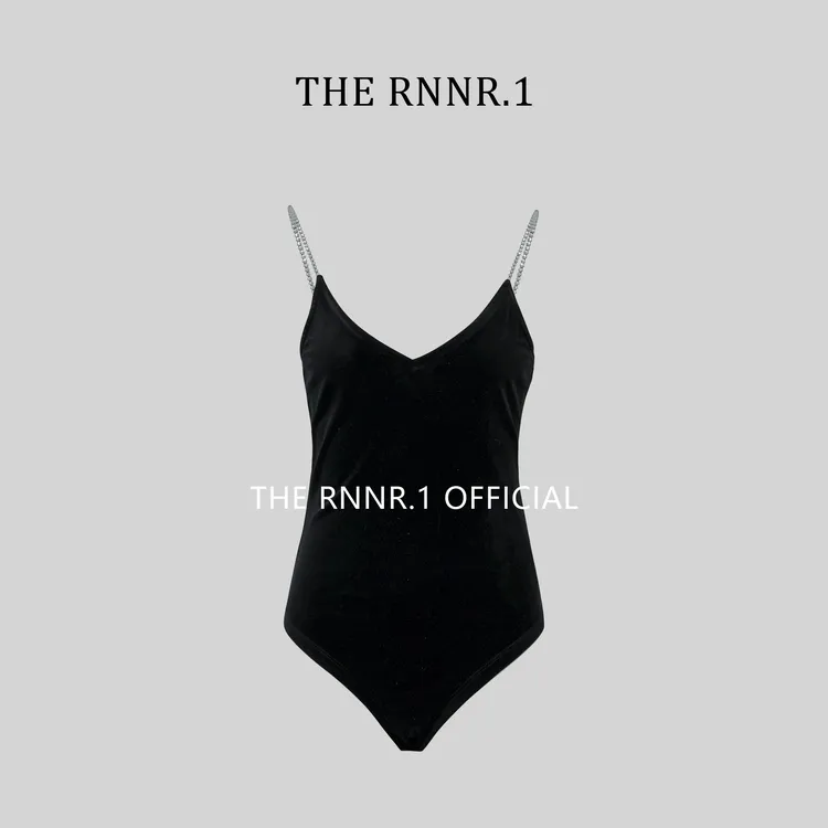 THE RNNR.1年会必备 约会神器 黑色丝绒 闪钻吊带连体衣