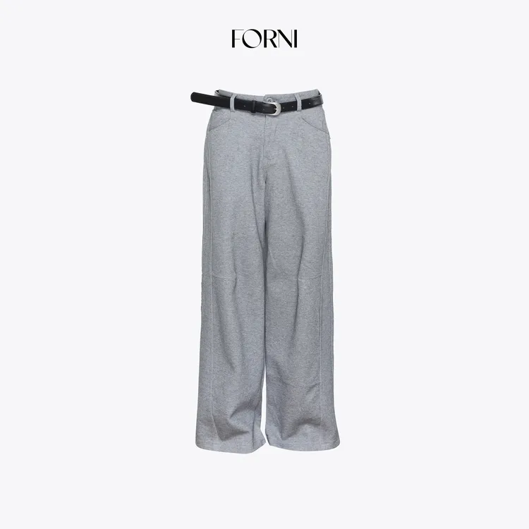 FORNI 理想裤 摩登都市腰带立裁直筒棉质西装裤