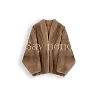懒猫nono│Saynono 2进口稀有设计款水貂V领蝙蝠袖皮草外套 SD9188