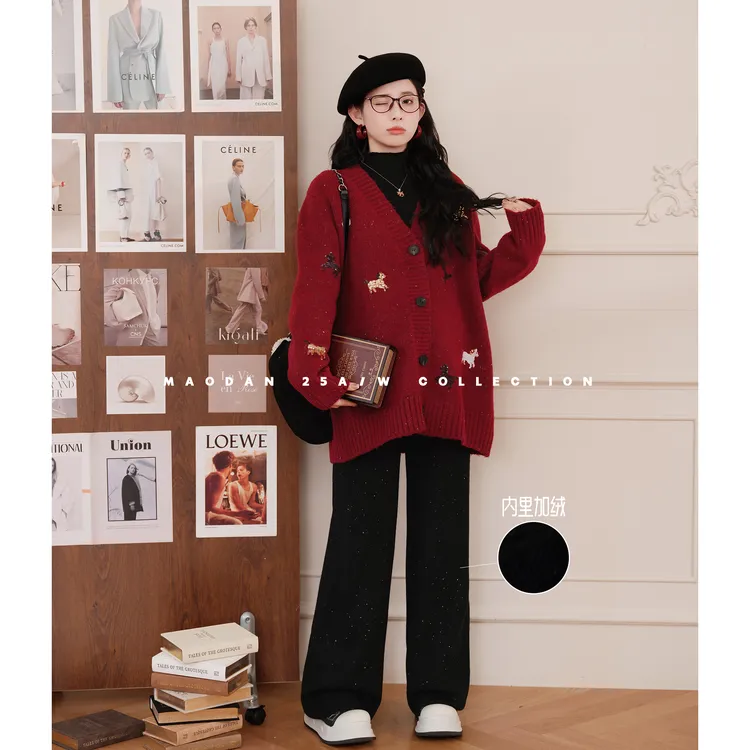 maodan/猫单【福运嘉马】【羊毛】孕妇装冬季新品时尚外套内搭裤子