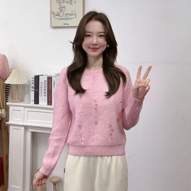 IEF/爱依服羊毛2025秋冬新款高级时尚法式温柔风设计感毛织上衣