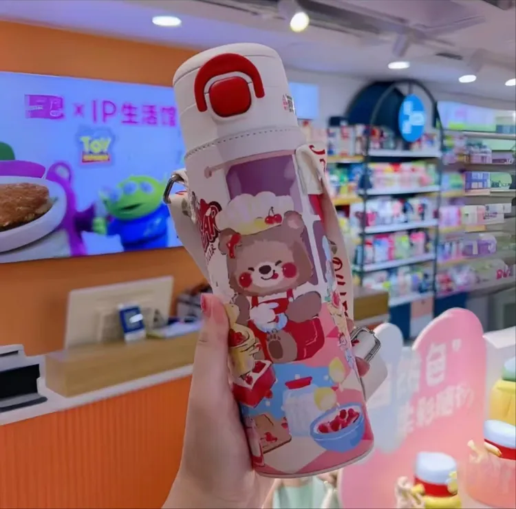 DILLER可爱儿童双饮保温杯学生专用吸管便携高颜值水杯316不锈钢
