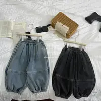 小马家2025冬款儿童加绒一体绒牛仔裤K-6719松紧脚口裤百搭男女