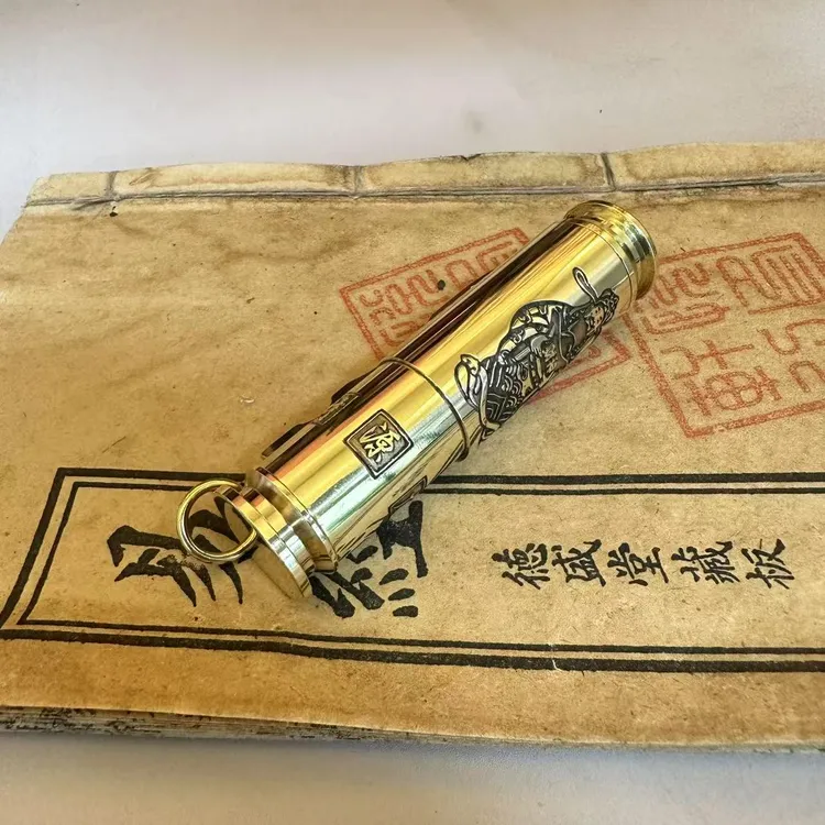 战壕黄铜精致猎手打火机弹壳滑盖雕刻款户外便携经典手工原创高档