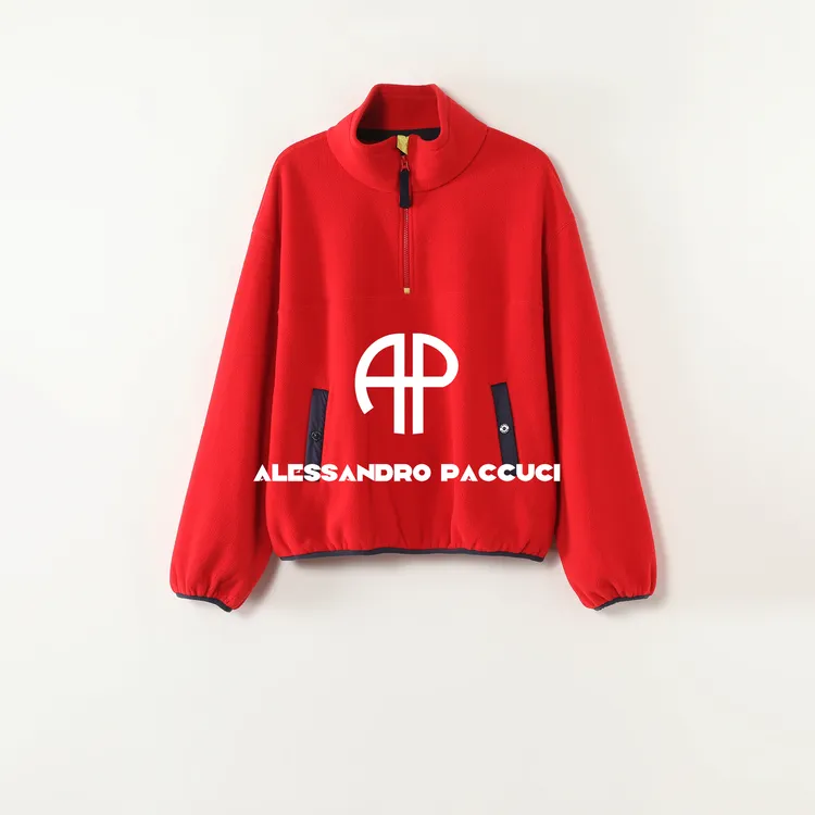 AP洛哥54178TW【摇粒豆卫衣】摇粒绒立领半拉链撞色时尚百搭卫衣