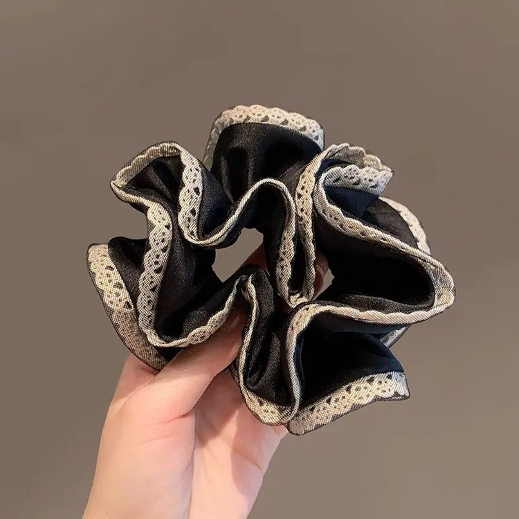 2071【FULL 7】韩国东大门黑色手工蕾丝边中号小蛮腰发圈