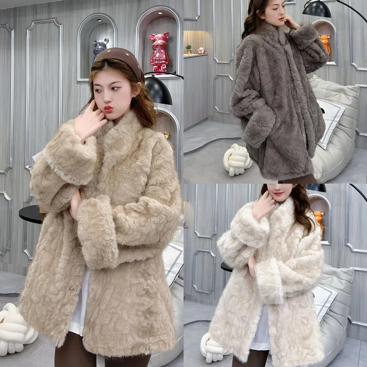 【MiDuo甄选】2026新款慵懒仿小湖羊中长款毛毛外套女冬季冬季时尚