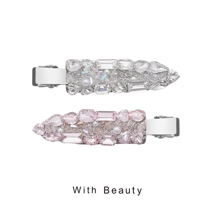 With Beauty  草莓海盐奶泡满钻珍珠侧边夹发夹