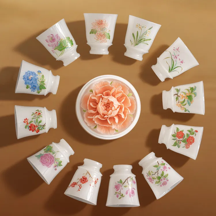 徐建勇原创 十二花神璞玉瓷主人杯 茶杯 主人杯 十二花信