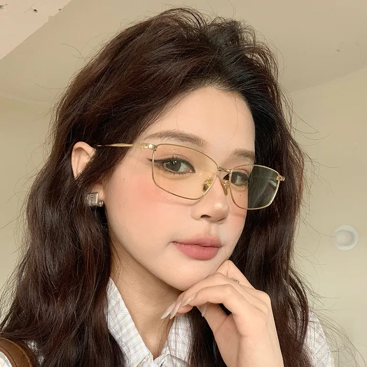 纯欲方框素颜镜框女ins复古金丝金属架方圆脸显瘦防蓝光近视眼镜