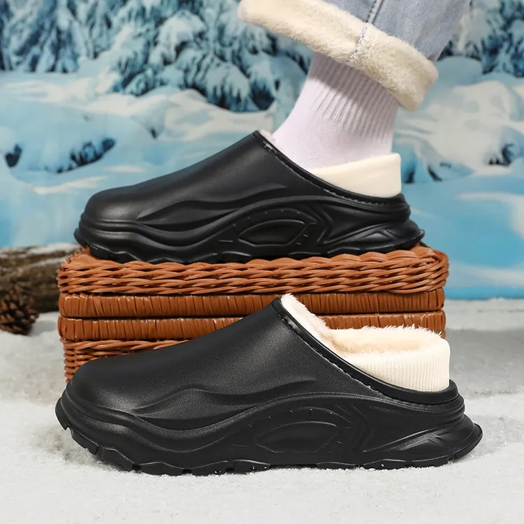 棉拖鞋男冬季2025新款加绒保暖包跟棉鞋男士防水防滑外穿拖鞋