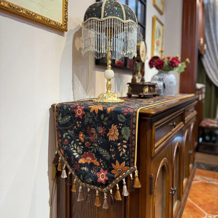 美式复古桌旗高级感防尘防滑长条电视柜茶几装饰盖布巾餐边柜垫布