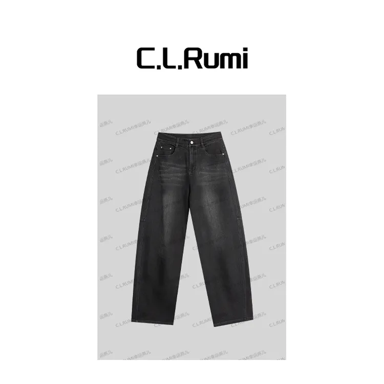 【Rumi时装】“镰刀牛仔”25新复古显瘦水洗弯刀九分牛仔裤7060kz
