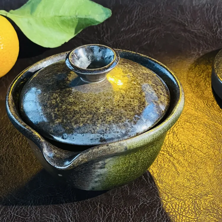 舒氏陶艺挂翠冰片鹰嘴盖碗120cc