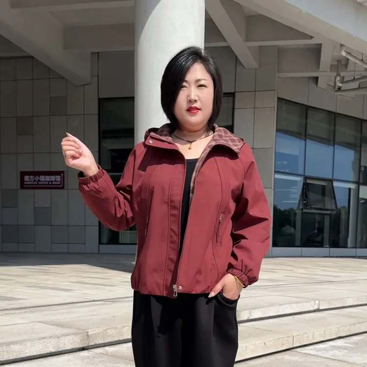秋季时尚气质连帽拉链百搭休闲派克服外套宽松洋气减龄大方遮肉