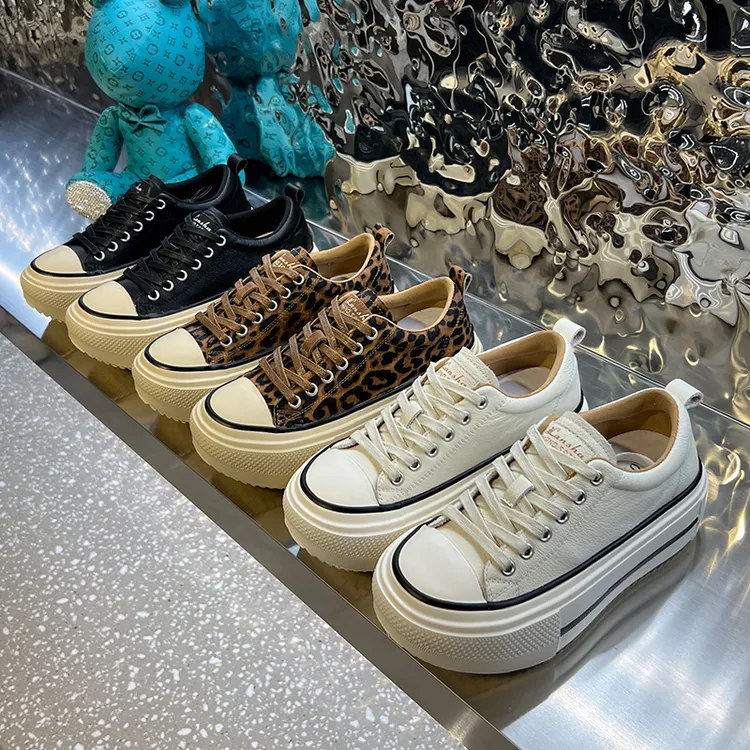 《杰克家》爆款真皮松糕鞋子女ins潮鞋加绒增高厚底休闲板鞋小白鞋3