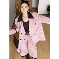 【中古雾粉】短外套女2025年秋季新款翻miu系裙女新款学院风半身裙