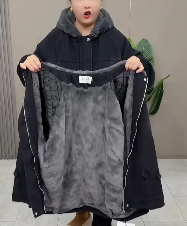 010加绒加厚过冬拉链显瘦百搭连帽牛仔棉服外套