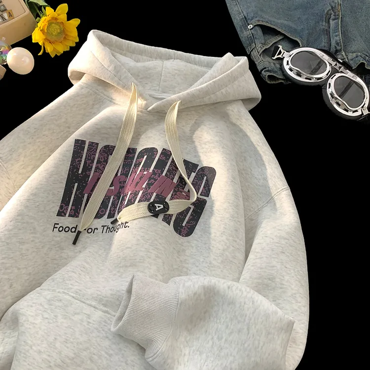 BBXX 600g重磅加绒加厚撞色发泡字母连帽卫衣男秋冬宽松慵懒外套