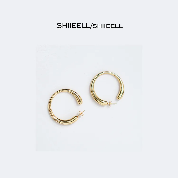 铜合金耳饰 SHIIEELL 气质时尚小众简约极简耳环W1750