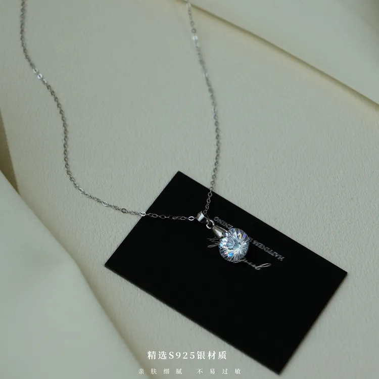 丽沁 坠链均925银 烟花切超闪吊坠银项链气质轻奢时尚灵动雪花