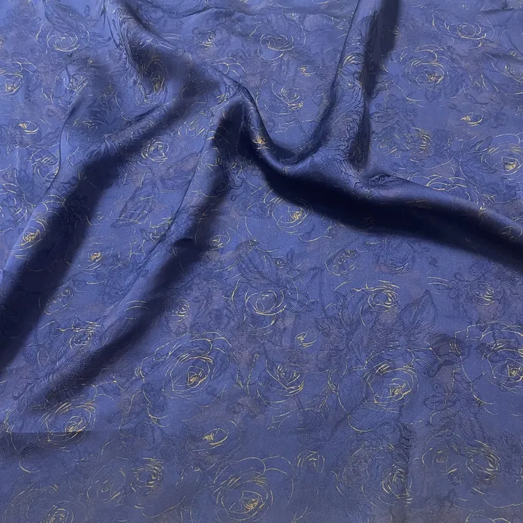 [雾紫蓝玫瑰]香云纱高端服装面料，可做旗袍，连衣裙，上衣，套装
