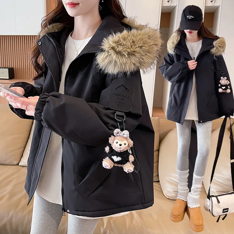 12岁少女秋冬装加绒冲锋衣外套15初高中学生13女大童加厚棉衣棉服