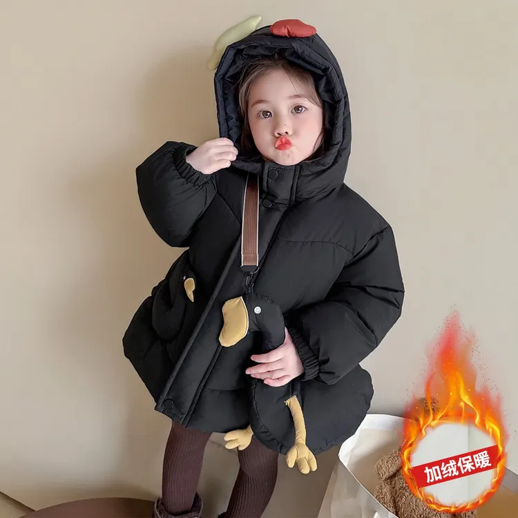 女童加厚保暖棉服冬装洋气新款外套儿童羽绒棉衣冬季宝宝连帽棉袄